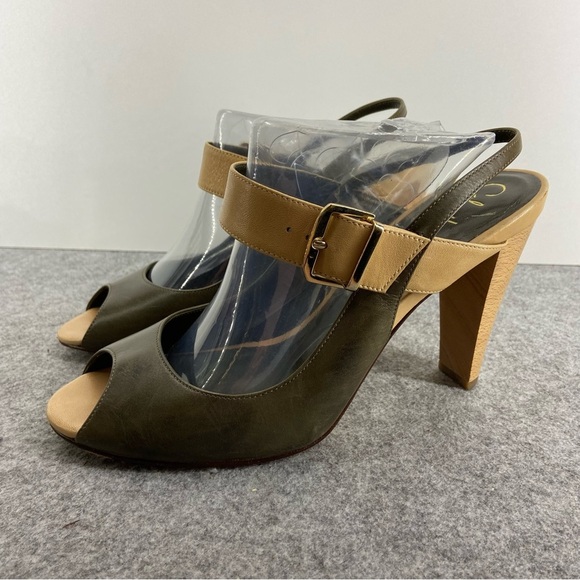Cole Haan Shoes - Cole Haan Dark Green & Beige Leather Heels Pumps Women’s Size 8